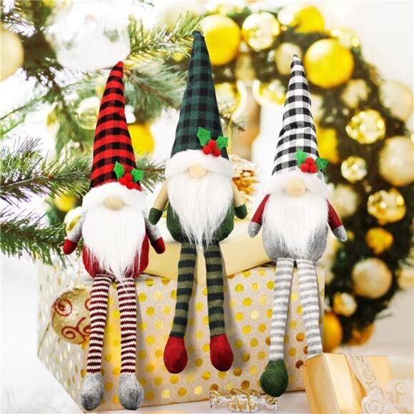 3Pcs Christmas Gnomes Plush - Xmas Gnomes Santa Scandinavian Tomte Ornaments - - Picture 5 of 8